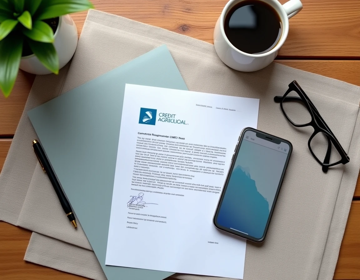 Vue aérienne des documents nécessaires pour clôturer un compte titre ordinaire chez Crédit Agricole