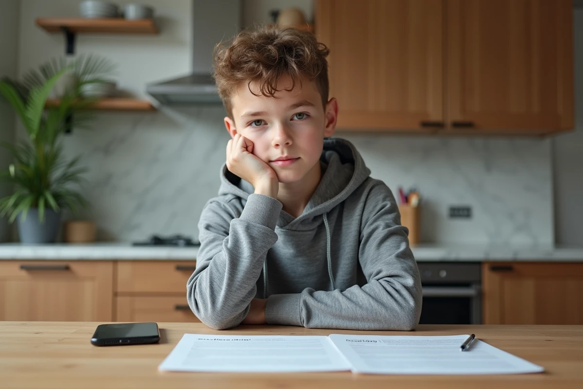Adolescent remplissant un formulaire de consentement parental pour s'inscrire à Basic Fit depuis chez lui